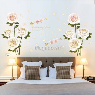 Decal hoa hồng trắng B237