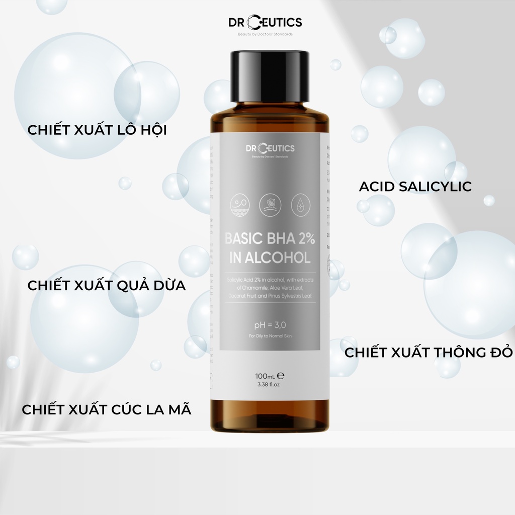 DRCEUTICS Dung Dịch Loại Bỏ Tế Bào Chết Basic BHA 2% In Alcohol - Nền Cồn