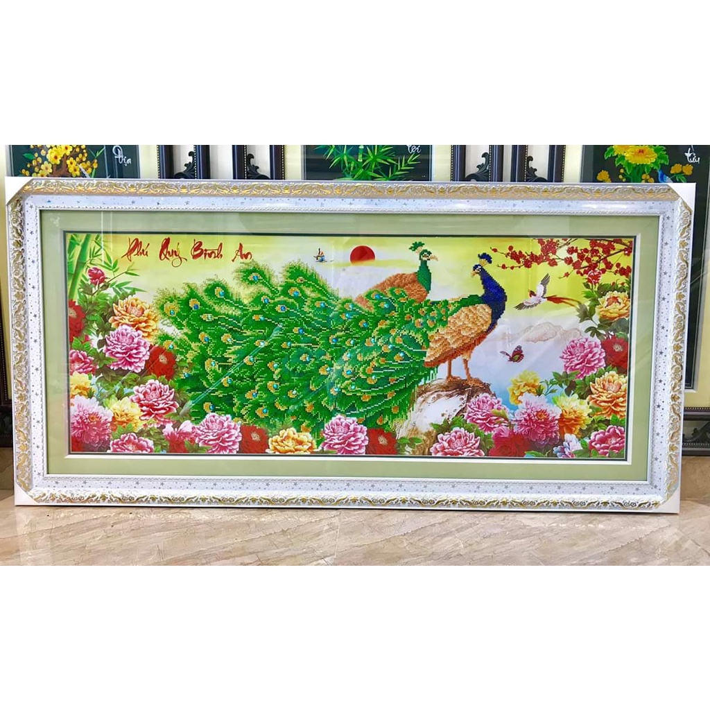 Tranh đính đá Phú Quý Bình An - KT: 115x52cm - tranh chưa đính đá, chưa khung