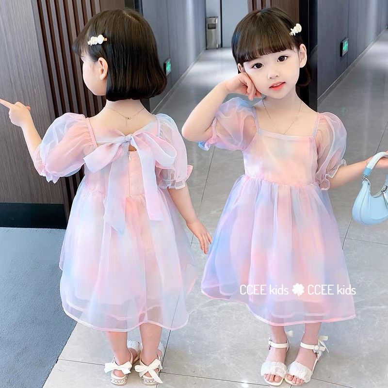 Váy tơ 7 màu bồng bềnh cho bé gái tại Angiakids