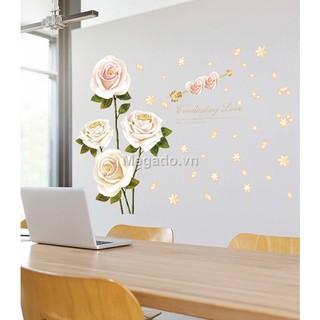 Decal hoa hồng trắng B237