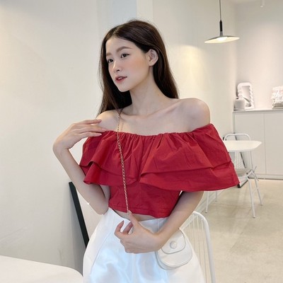YU CHERRY | Áo trễ vai nữ nhiều tầng Tiered Off Top YA436