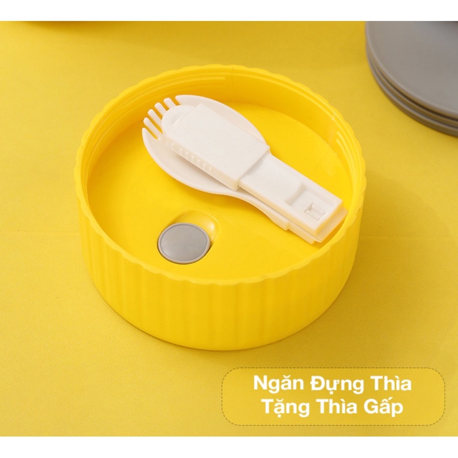 Hộp Đựng Cơm Văn Phòng Hình Vịt Vàng Sohu Ủ Cơm - Cháo - Canh Tặng Kèm Thìa Dung Tích 580ML