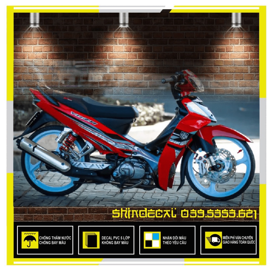 TEM RỜI mẫu Y11ZR 2022 cho Sirius xăng cơ đỏ đen - không bay màu - TRUNG DECAL