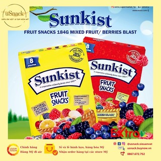 Sunkist fruit snacks 6 pouches - kẹo dẻo sunkist vị trái cây hỗn hợp cho bé hộp 138g