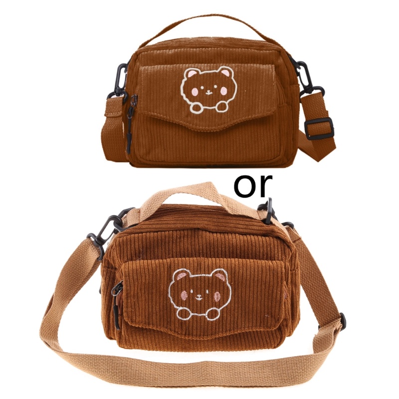 Túi Đeo Chéo Nhỏ Bằng Vải Nhung Có Khóa Kéo In Hoạt Hình Dành Cho Nữ