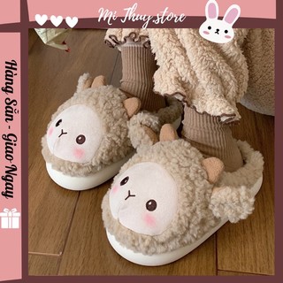 (Hàng sẵn) Dép bông kín mũi đi trong nhà xixitiao cừu bông cute dễ thương ulzzang