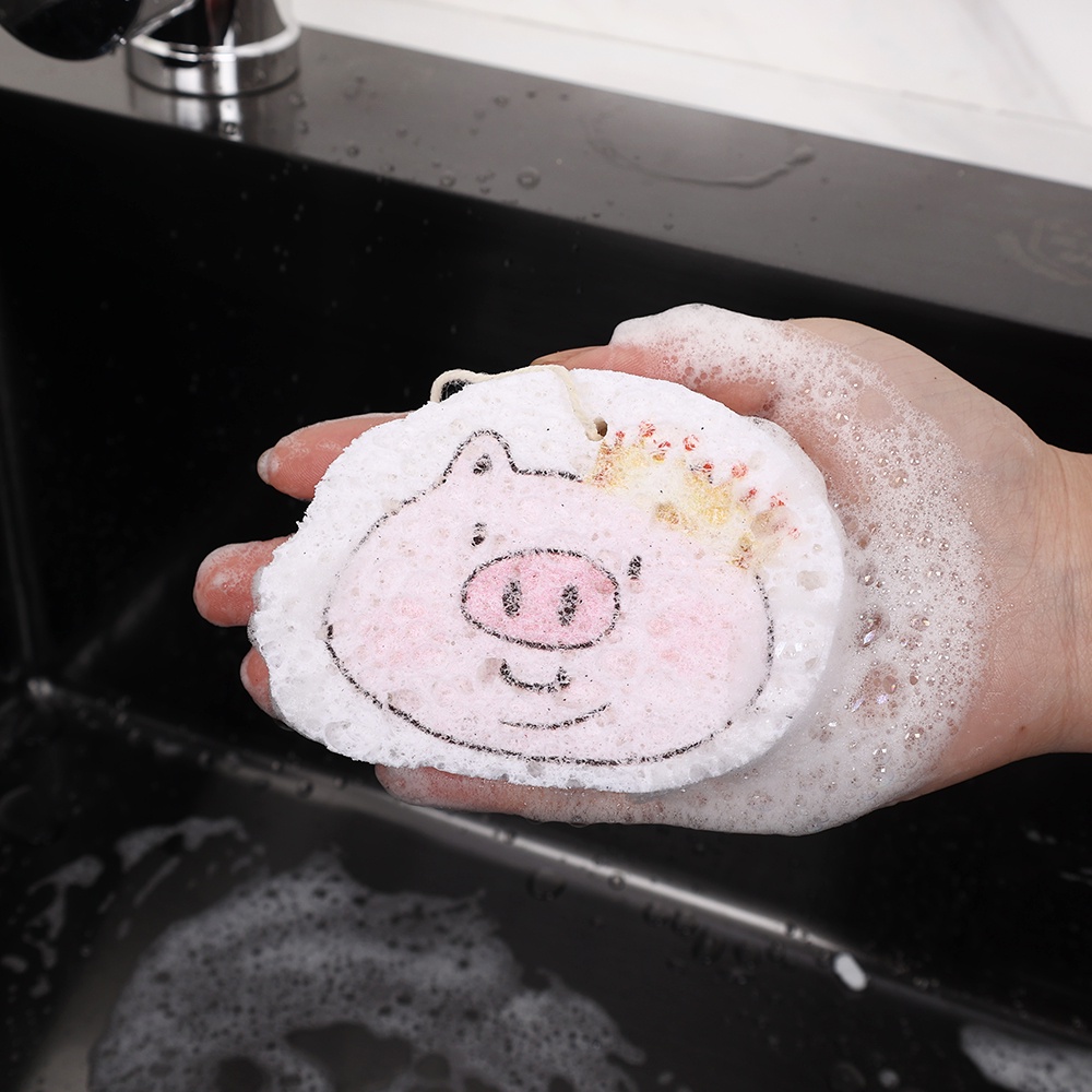 Miếng Mút Rửa Chén Dạng Nén Họa Tiết Hoạt Hình Tiện Dụng Cho Nhà Bếp