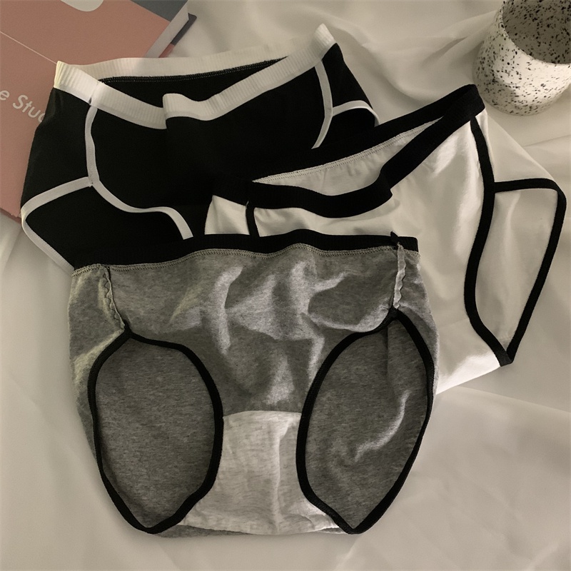 Quần Lót cotton Lưng Vừa Màu Trắng Đen Cho Nữ