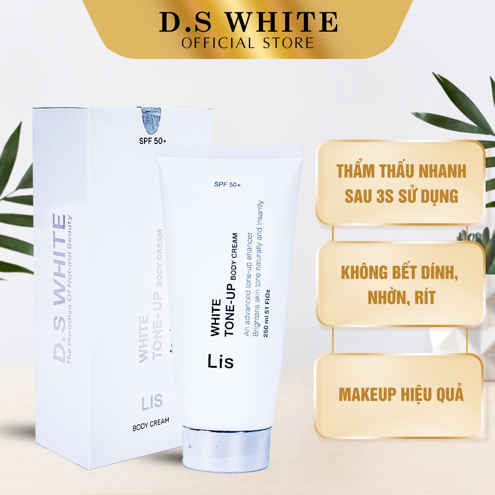 Kem Dưỡng Trắng Da Body Lis Makeup, Dưỡng Trắng, Chống Nắng Chất Kem Lotion Kháng 250gr [Tặng Tẩy Da Chết Body]