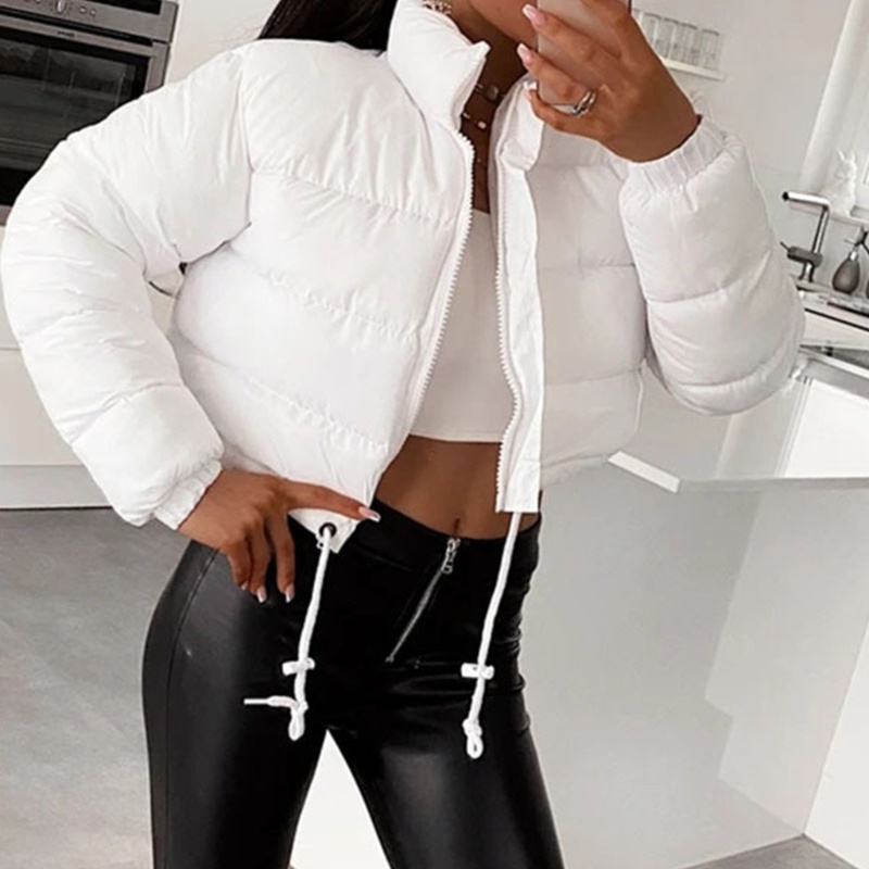 Áo Khoác Phao Dày Cổ Đứng Dáng Ngắn Thời Trang Mùa Đông