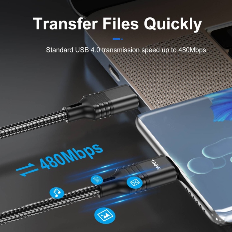 Cáp Sạc Nhanh USB C PD 100W Với Dây Bện Nylon Chuyển Đổi USB C Sang Type C QC4 0