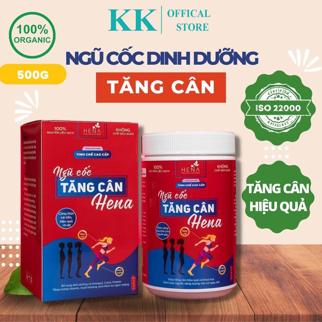 Ngũ Cốc Tăng Cân Tinh Chế Hữu Cơ Cao Cấp Dành Cho Người Gầy Hena 500G, Bột Ngũ Cốc Tăng Cân Tăng Cơ Hiệu Quả