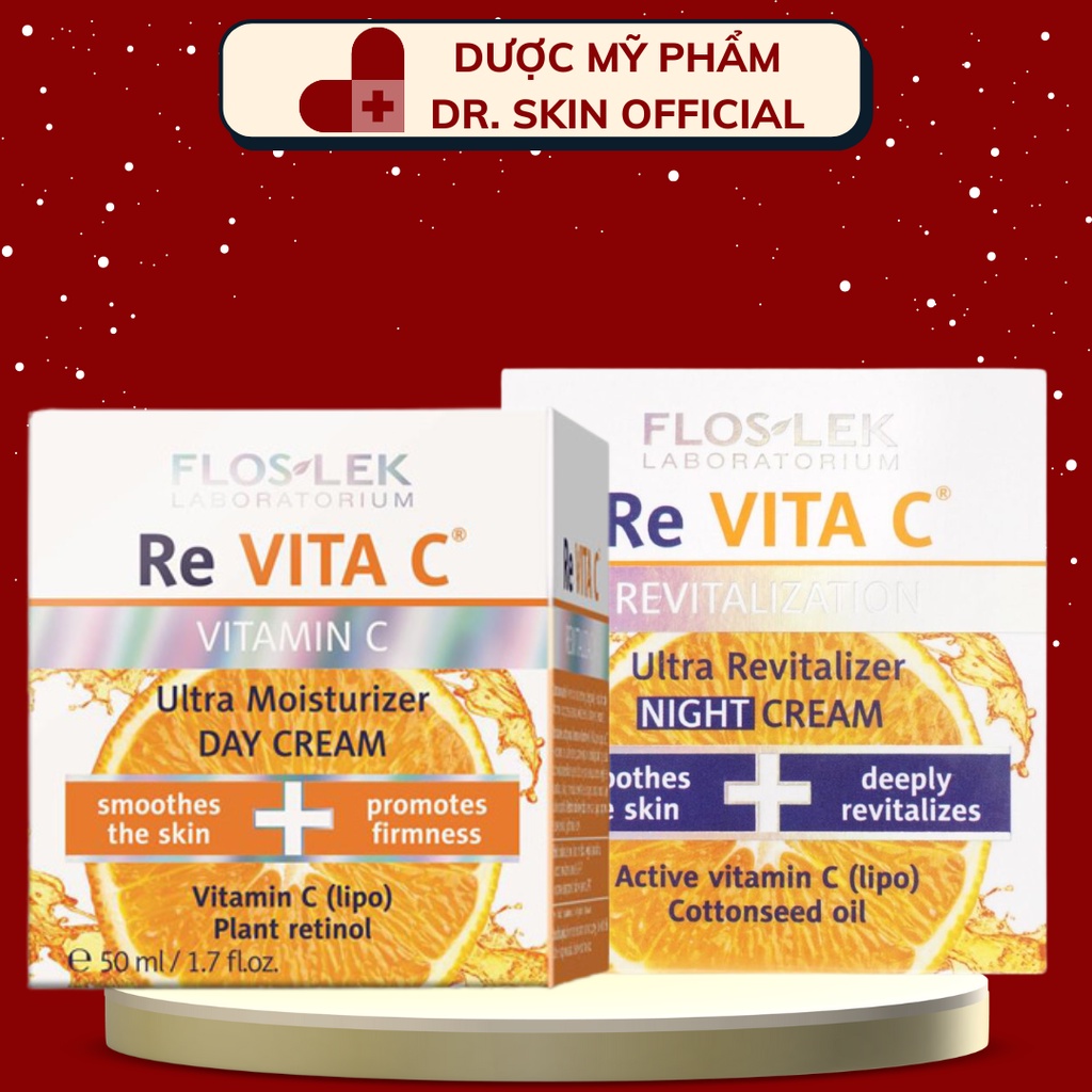 Kem dưỡng Re Vita C Floslek ban ngày / ban đêm giúp dưỡng da trắng sáng, mờ thâm nám