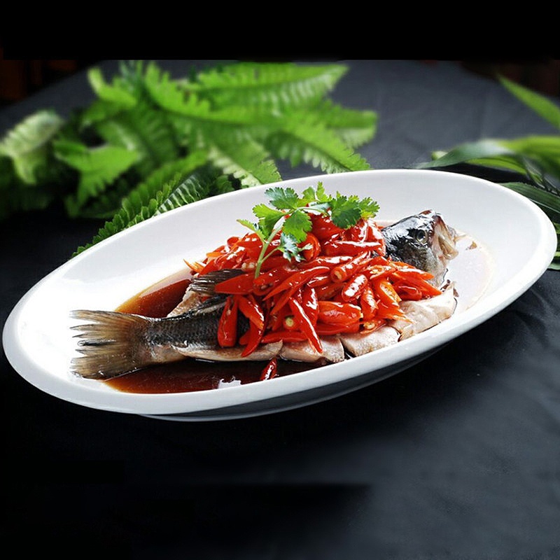 Đĩa elip trắng sứ bằng Melamine cao cấp