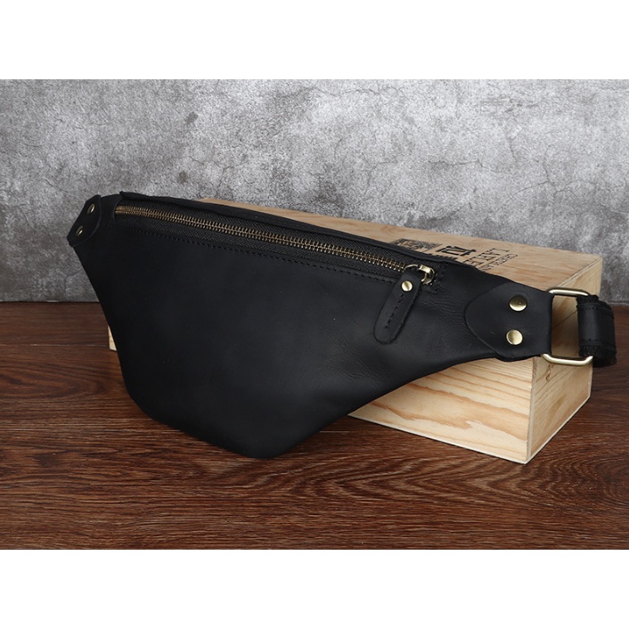 Túi bao tử bằng da thật phong cách Retro