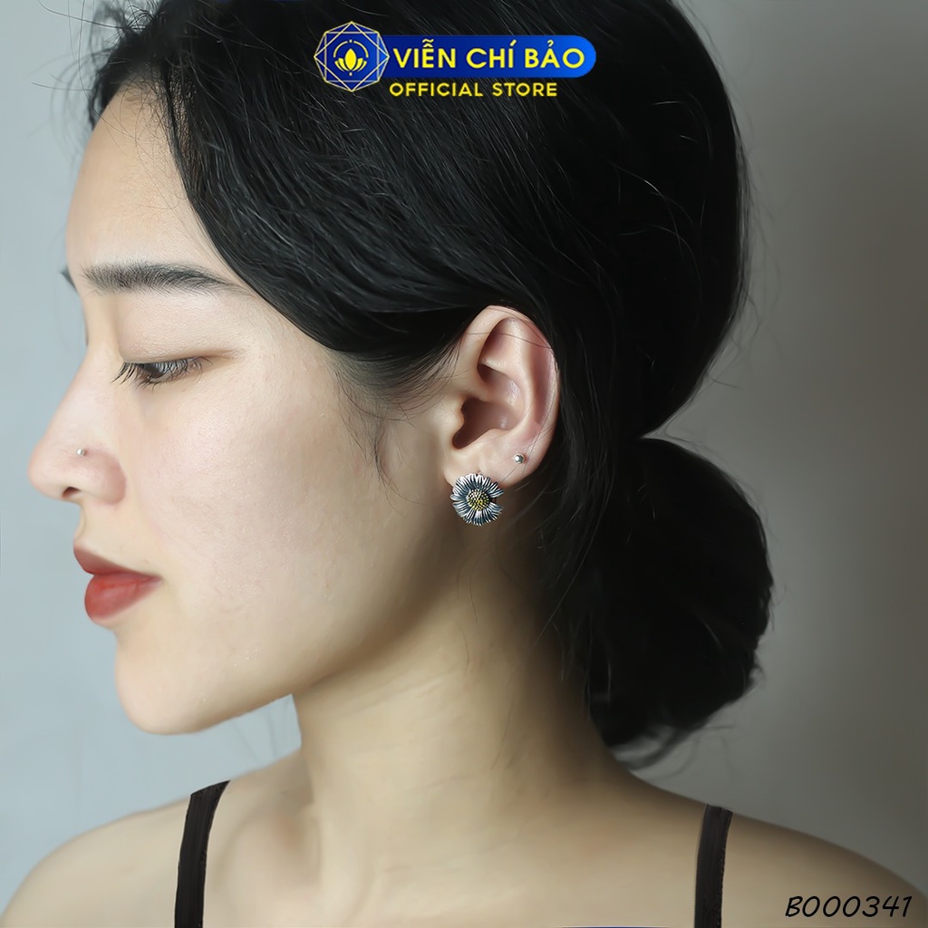Bông tai bạc nữ hoa hướng dương chất liệu bạc Thái 925 thời trang phụ kiện trang sức Viễn Chí Bảo B000341