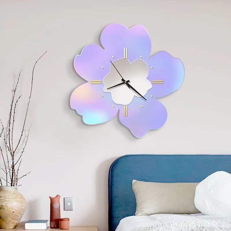 ❤Đồng Hồ Treo Tường Mặt Gương Acrylic Màu Sắc Hoa Nhài Phong Cách Bắc Âu