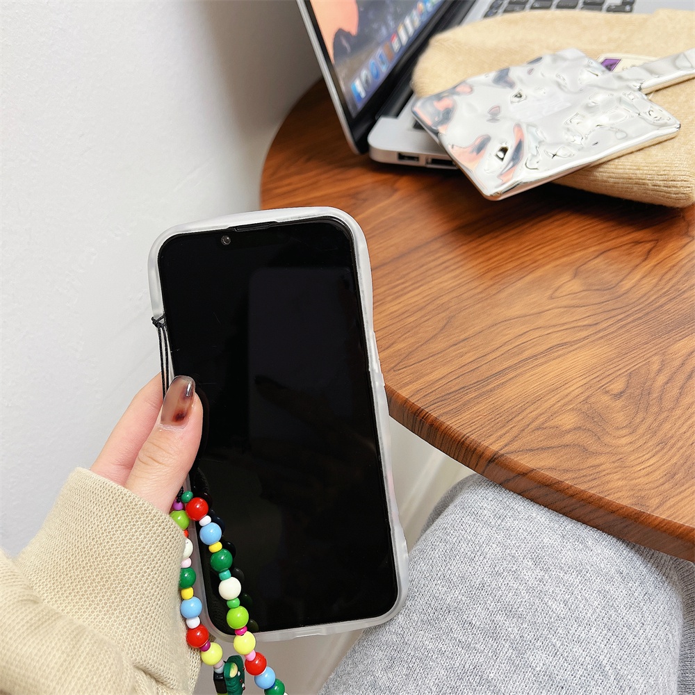 Ốp Điện Thoại Tpu Silicon Mềm Hình Mặt Cười Hoạt Hình Màu Trong Suốt Gắn Dây Đeo Cổ Tay iPhone 14 13 12 11 Pro Max 14 Plus