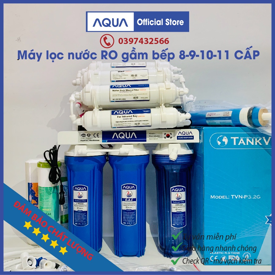 Máy lọc nước RO không vỏ tủ AQUA 8 9 10 cấp lọc , máy lọc nước RO lắp gầm bếp chính hãng AQUA, Máy lọc nước không tủ