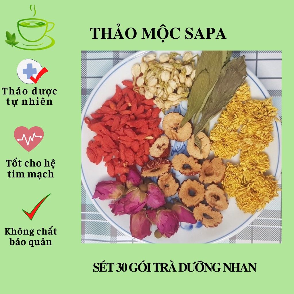 30 gói chè dưỡng nhan, Trà dưỡng nhan, trà thảo mộc, chống lão hóa đẹp da