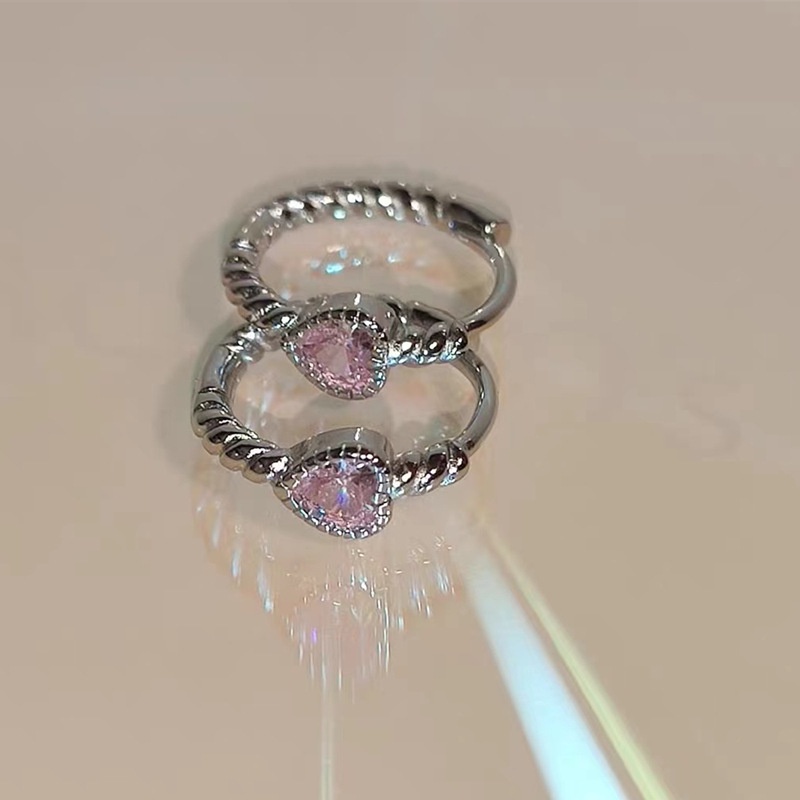 Khuyên tai AY mặt trái tim đính đá pha lê phong cách Hàn Quốc thời trang dành cho nữ