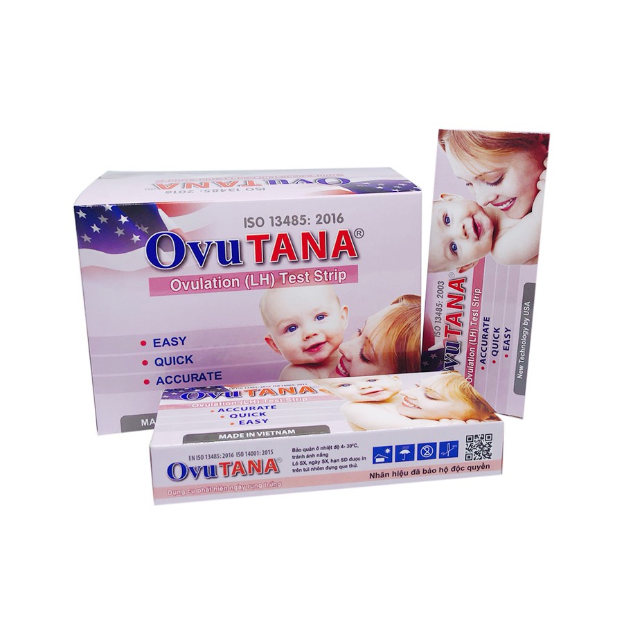 Que thử rụng trứng OVUTANA - Dụng cụ test thử ngày rụng trứng chính xác, tin cậy, sinh con theo ý muốn - Bộ 12 hộp