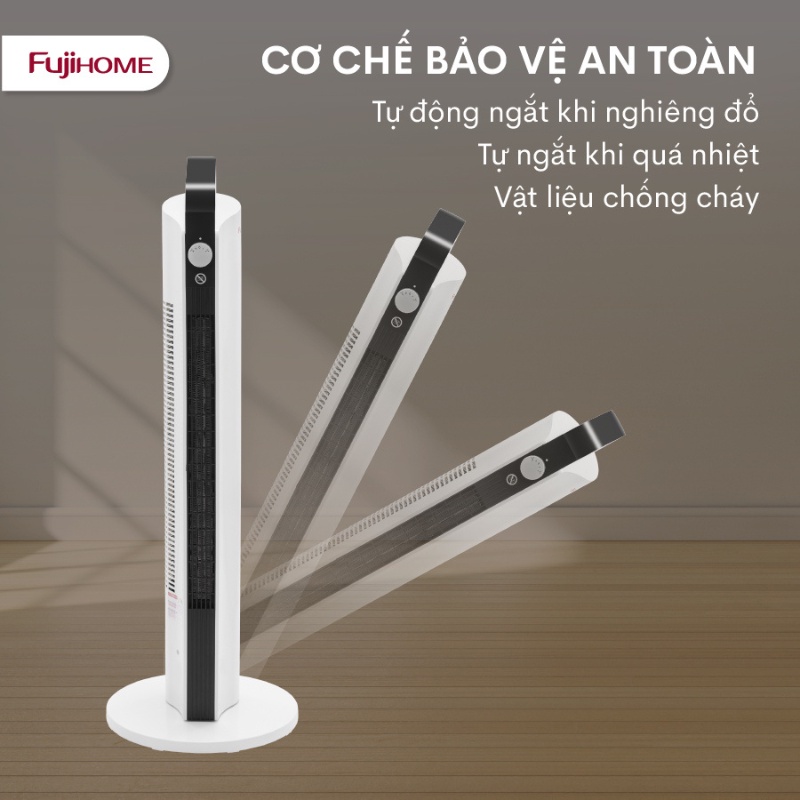 Quạt sưởi gốm Ceramic nhập khẩu FUJIHOME FH2000M Điều khiển cơ bền bỉ - Làm ấm nhanh - Tiết kiệm điện