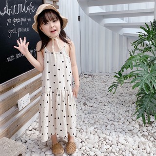 ( Ảnh Thật ) Váy Đầm Maxi đuôi cá Chấm bi Bé Gái