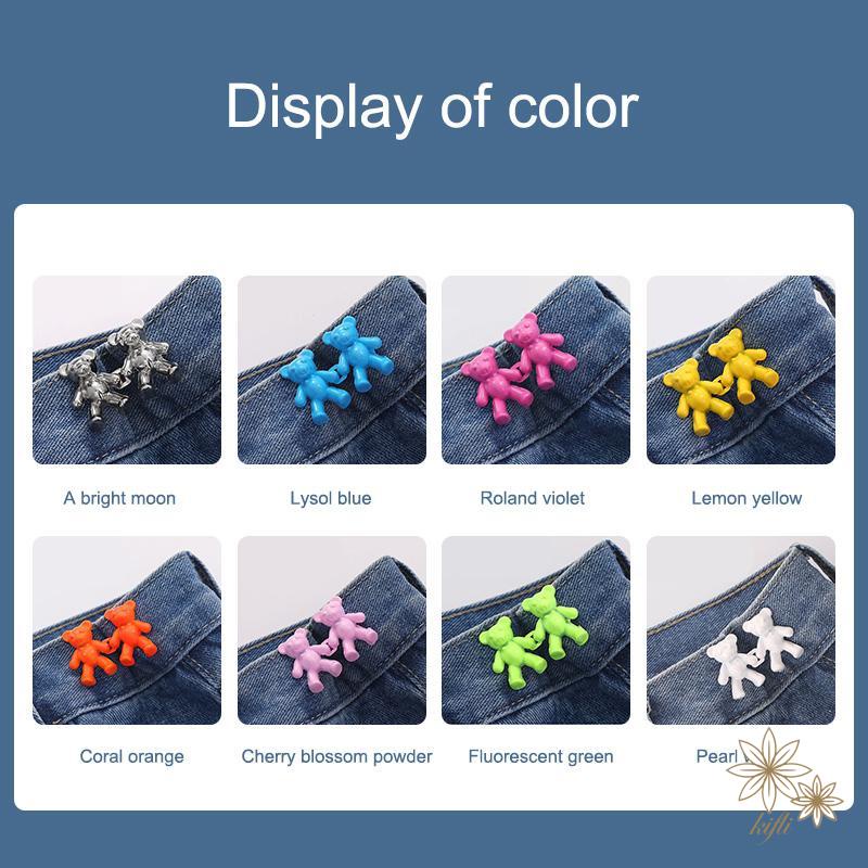 Cặp Nút Hình Gấu Hoạt Hình Dễ Thương Đóng Eo Quần Jean Không Cần Đóng Đinh Có Thể Tháo Rời