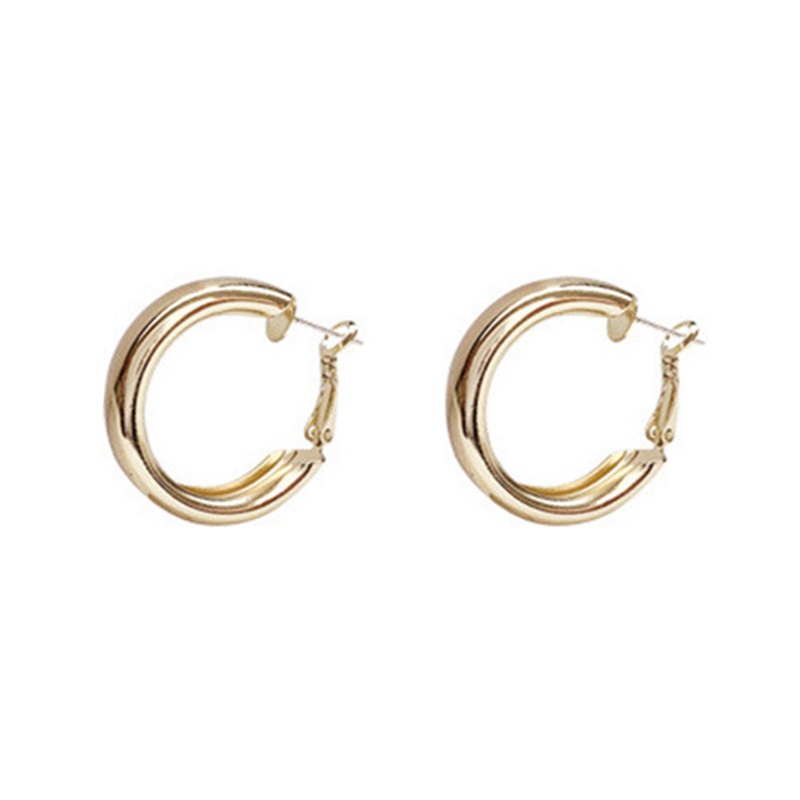 BH Korean Geometry Metal Golden Big Hoop Earrings Fashion Jewelry