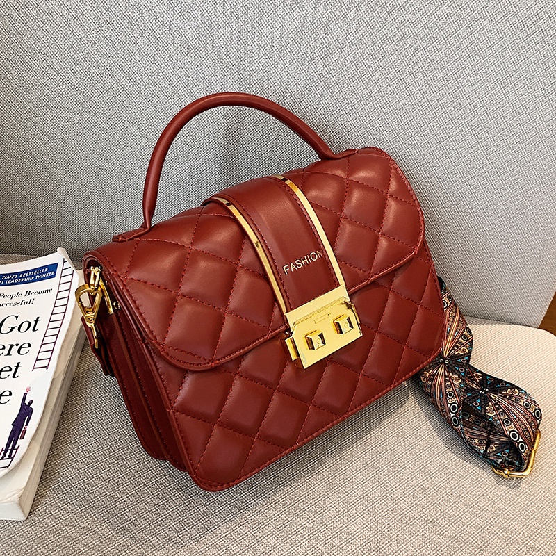 Túi Đeo Chéo Hình Vuông Nhỏ Thêu Họa Tiết Hình Thoi Phong Cách retro Cho Nữ