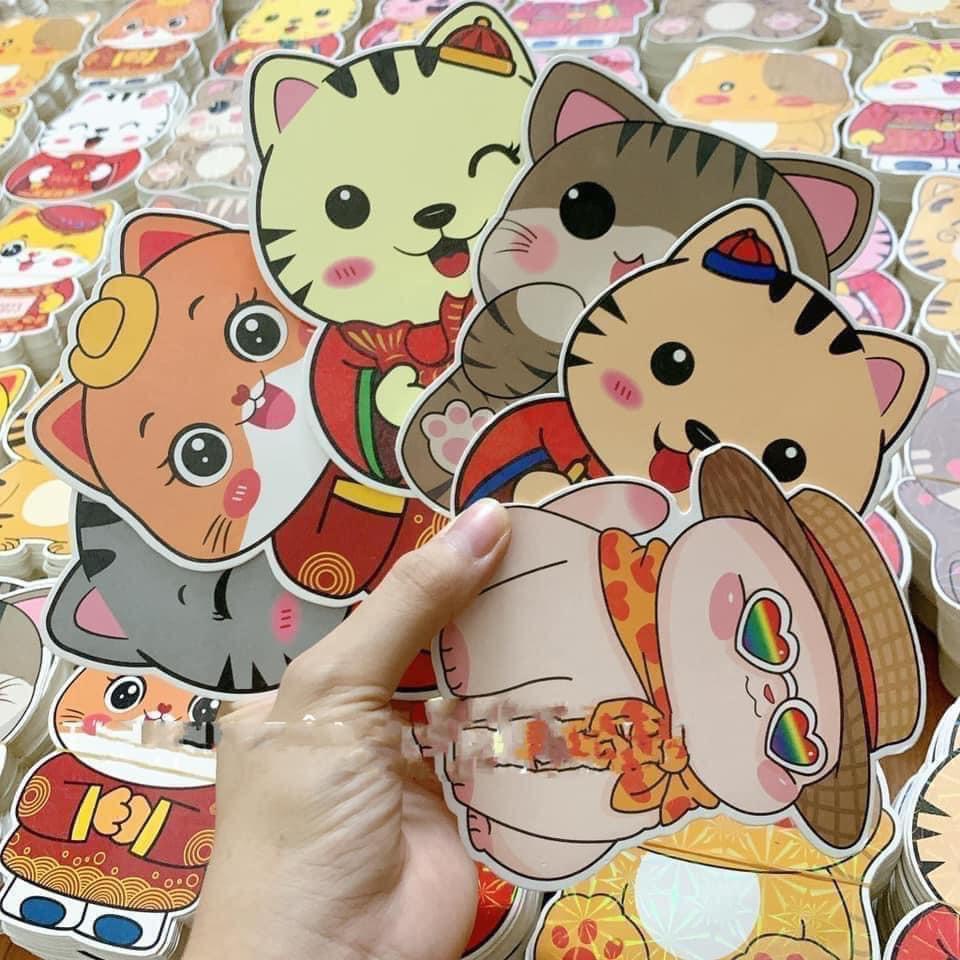 Bộ lì xì chibi mèo 2023 Tết Quý Mão hàng trend bóng đẹp, bao lì xì hình thú cho bé Mitstore