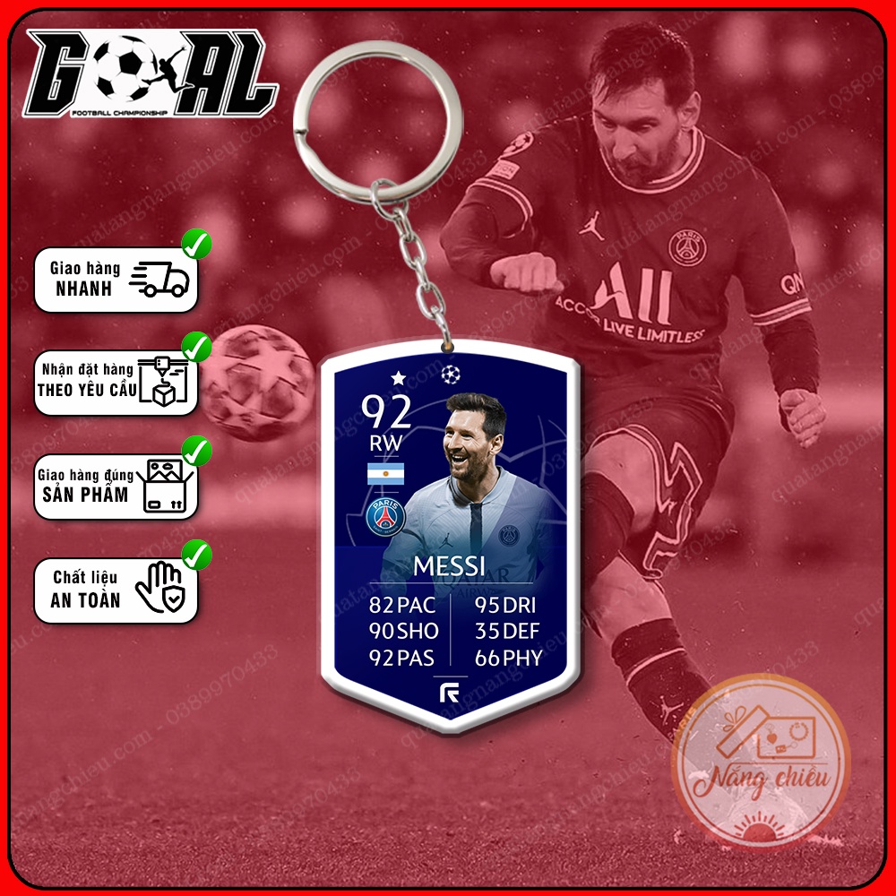 Móc khóa cầu thủ thần tượng Messi cao cấp hiện đại, phụ kiện treo balo, túi xách đẹp mới nhất CLB PSG[3124-3145]