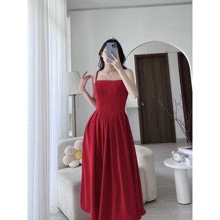 MEET - Đầm Đỏ 2 Dây Xếp Li
