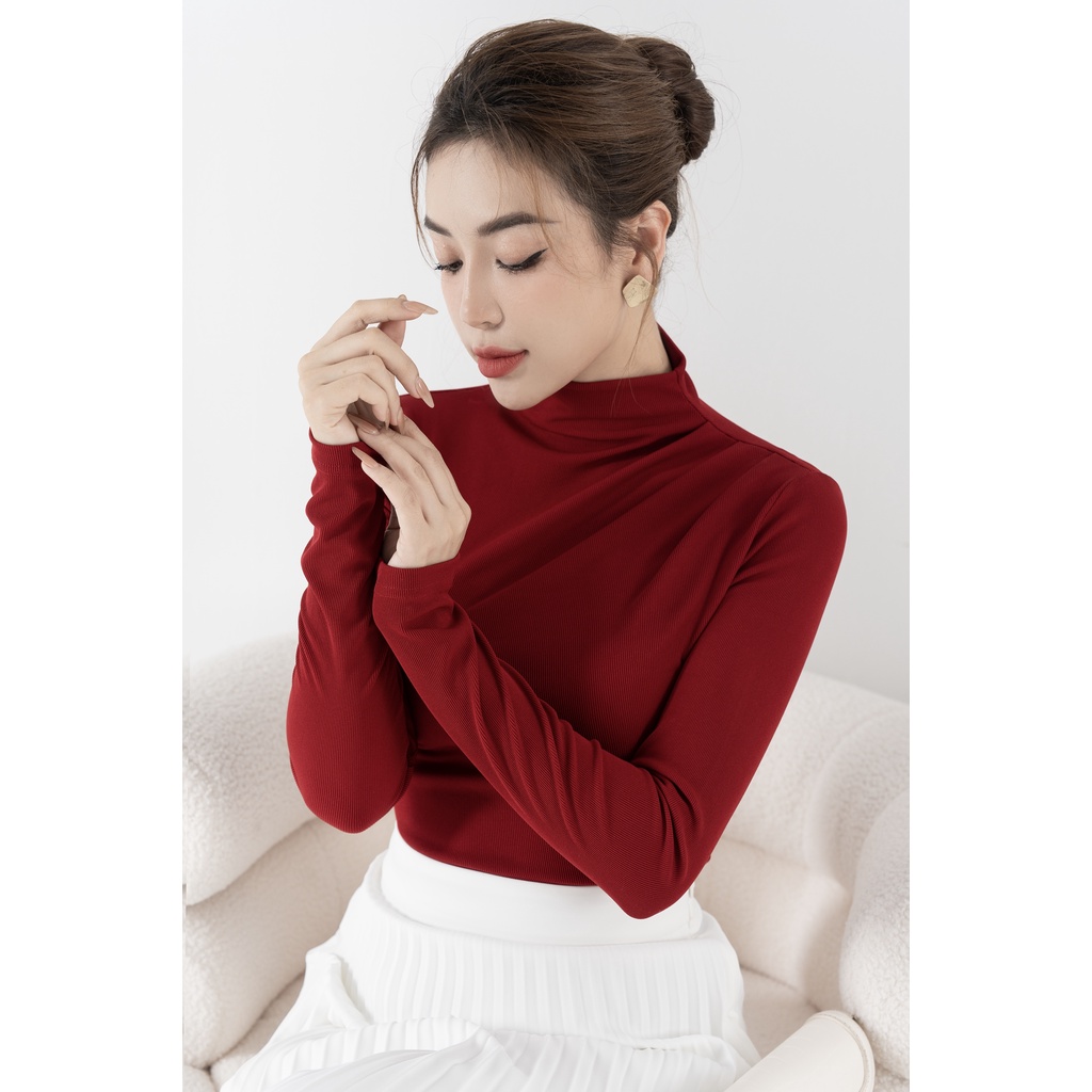 Áo Len Trơn Dài Tay Cổ Leo Xếp Ly Vai Chất Xinh Mềm Thời Trang Nữ - AL08