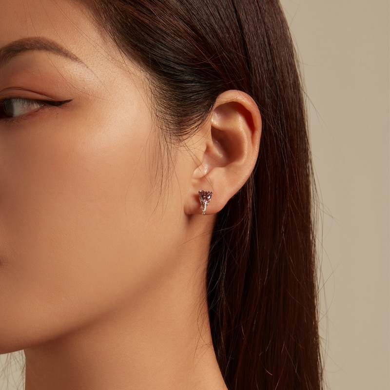 BAMOER Set Vòng cổ Và Bông Tai Bạc 925 Hình Trái Tim Thời Trang