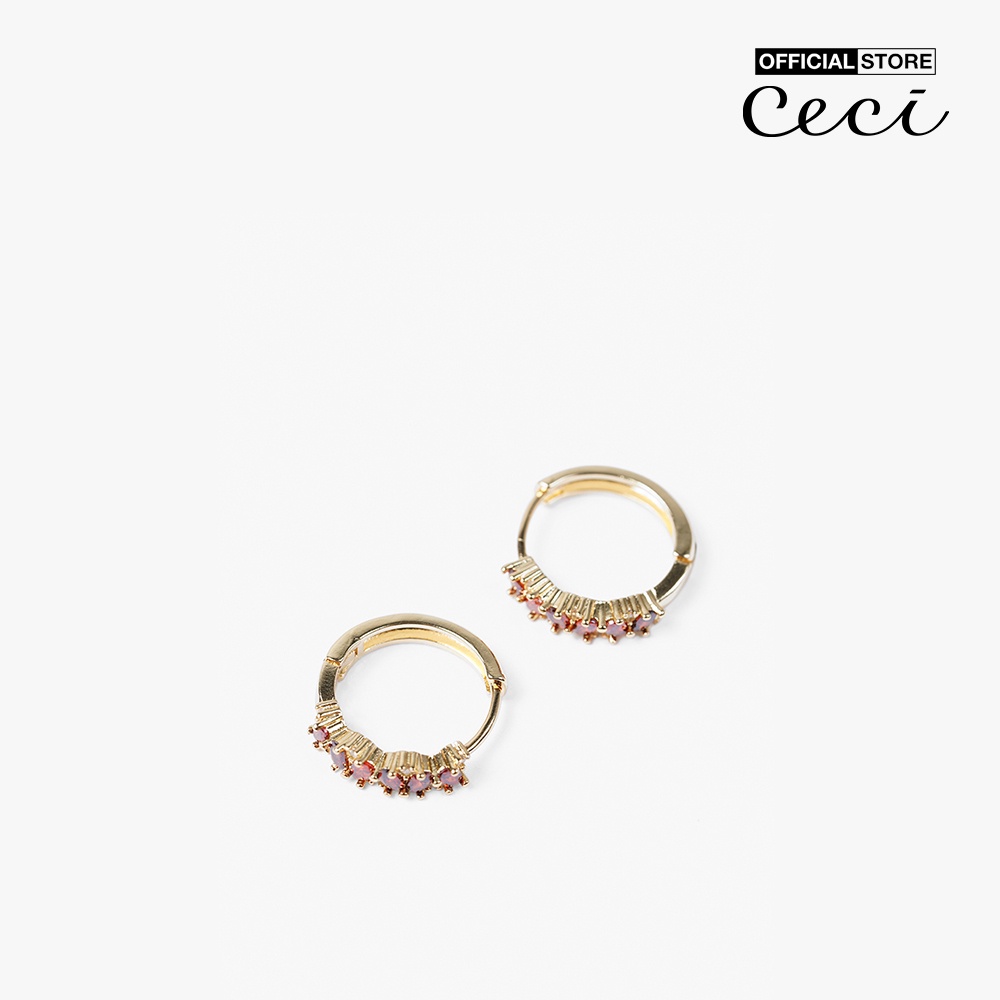 CECI - Khuyên tai nữ khoen tròn đính đá sang trọng CC1-07000154-08
