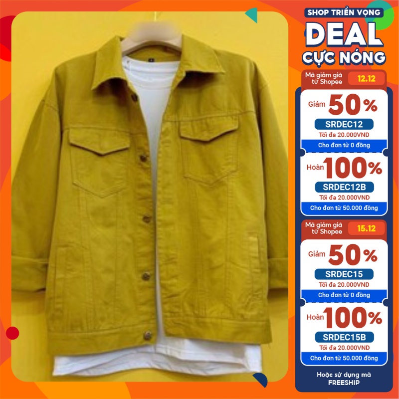 (FREEship) áo khoác jean kaki nam chất kami jean màu siêu cá tính không ra màu, không xù lông hot trend