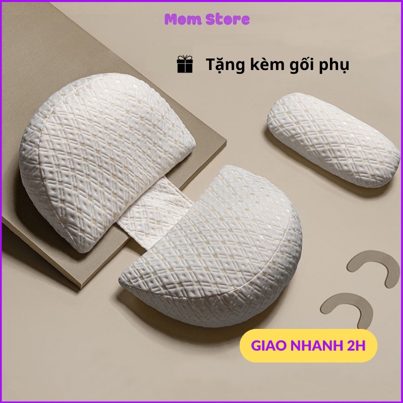 Gối bầu cánh tiên cao cấp imom Gối bà bầu tặng kèm gối phụ, 2 lớp vỏ gối, dễ dàng điều chỉnh kích thước - GB2