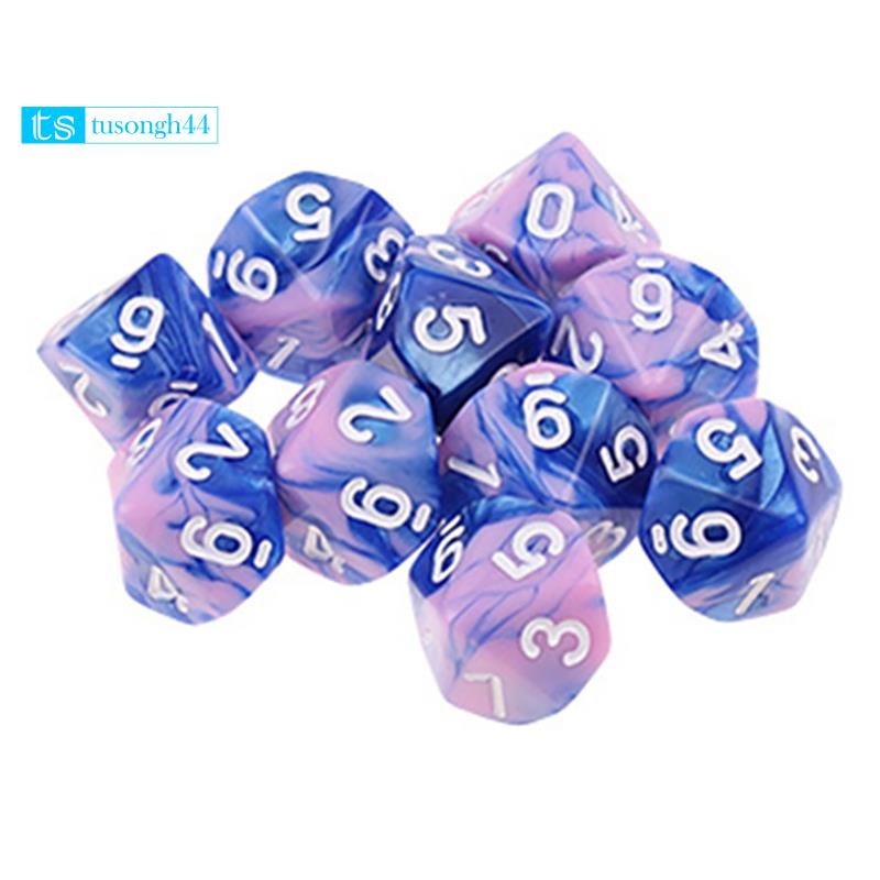 Set 10 Viên Xí Ngầu 10 Mặt D10 Polyhedral Số Để Bàn PXPF,Style 2