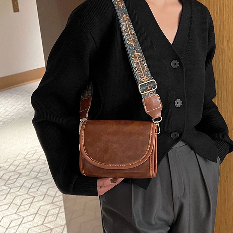 Mischa Túi Đeo Vai Bằng Da PU Màu Trơn Phong Cách Phương Tây Cổ Điển Thời Trang