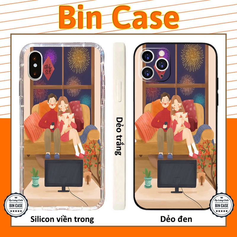 Ốp Lưng Tết Cho Cặp Đôi 2 Vk Ck Xem Ti Vi Đón Giao Thừa iphone 14 13 12 11 Pro Max 6 7 8 Plus X Xr Xs Max OPTETQUYMAO052