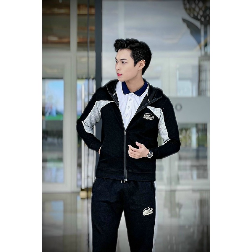 Bộ quần áo thể thao nam "Lacos" nỉ xước cao cấp mùa đông  Hàng loại 1 Bộ thu đông nam mặc nhà dài tay dày dặn