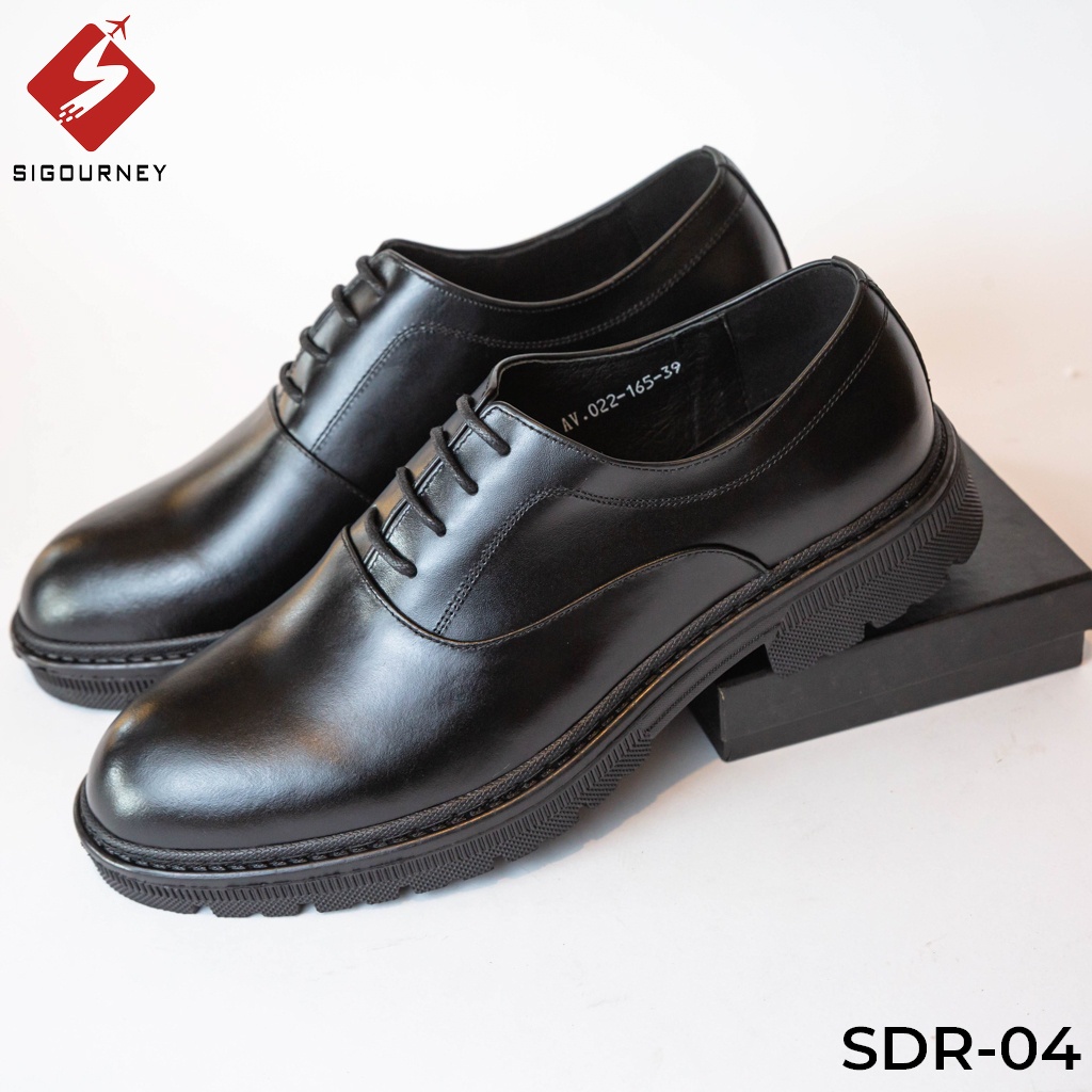 Giày đốc nam da bò cao cấp nhập khẩu, giày oxfords kiểu dáng trẻ trung SIGOURNEY màu đen SDR04 bảo hành 18 tháng