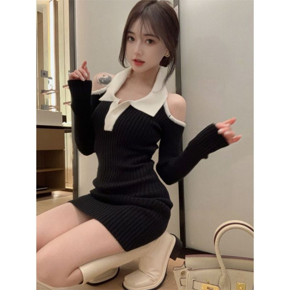 Đầm Dệt Kim Trễ Vai Dáng Ngắn Thời Trang Mùa Thu Hàng Bán Chạy Phong Cách Mới Dành Cho Bạn Nữ Nar