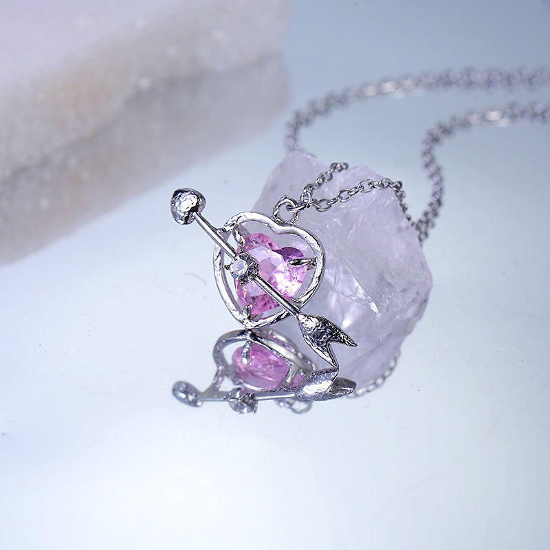 Vòng cổ Mặt Hình Mũi Tên Trái Tim Màu Hồng Lãng Mạn Thời Trang Hàn Quốc Cho Nữ