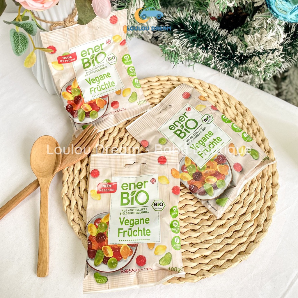 Kẹo dẻo trái cây hữu cơ Enerbio chính hãng Đức dạng túi 100gr [BAY AIR]