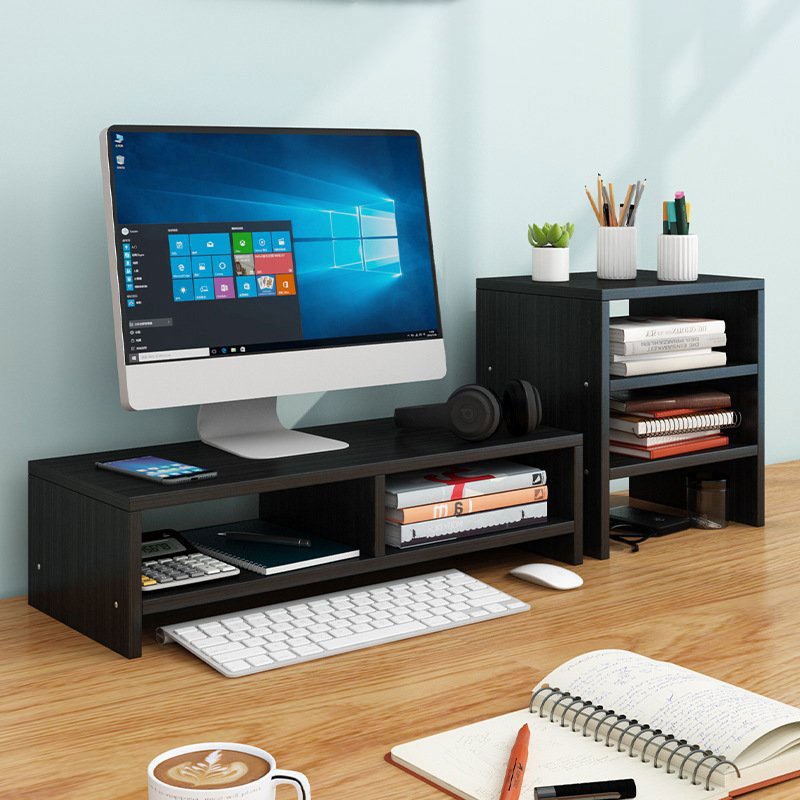 KỆ ĐỂ MÀN HÌNH MÁY TÍNH - LAPTOP ĐỂ BÀN BẰNG GỖ TRƠN KIỂU DÁNG ĐƠN GIẢN TIỆN DỤNG GIÁ RẺ - màu đen