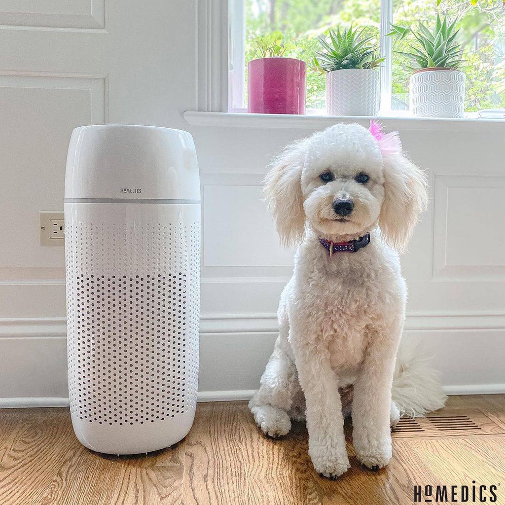 Máy lọc không khí AP-PET35A-WT HTBeauty Homedics, bộ lọc trụ Hepa để loại bỏ 99% vi khuẩn và lông pet